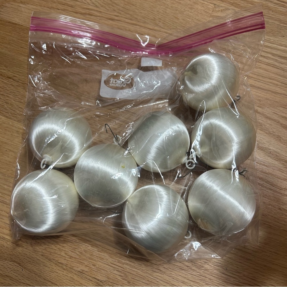 Vintage Satin White Christmas Ball Ornament Bundle Lot Holiday